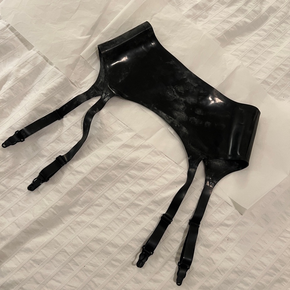 Honey Birdette Black Latex Garter Belt
